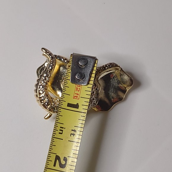 Awesome Lucky Gold Tone Elephant Head Brooch - Picture 8 of 10